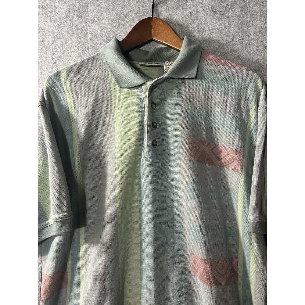 Vintage Bugle Boy Shirt Mens Medium Aztec Polo Southwest Geometric Pattern 90s